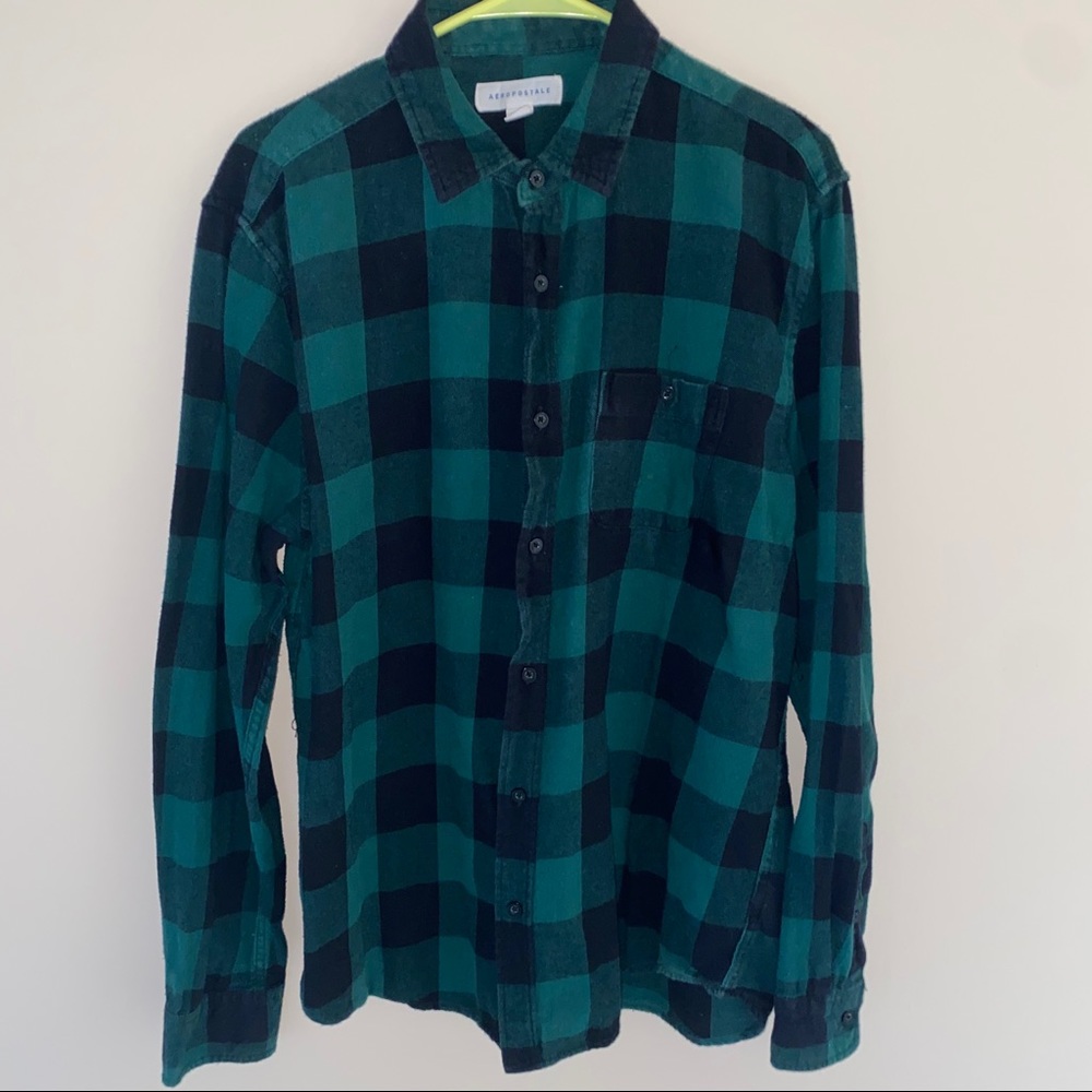 Aeropostale Green Black Flannel Large Size